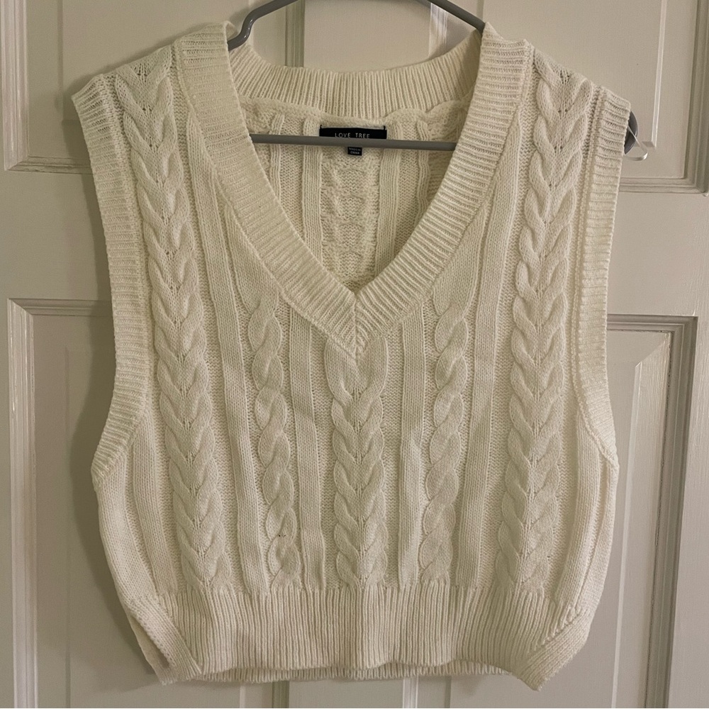 Love Tree Ivory Cable Knit Vest